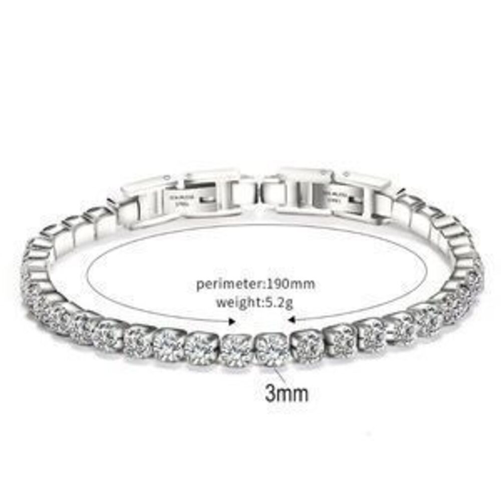 Stainless Steel Diamond Tennis Bracelet